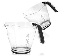 COM-FOUR® 2X Measuring Cups Made of Plastic - Measuring jug with Scale in milliliters, OZ and Cups - Non-Slip Measuring jug - Kitchen Helper 1000 ml (2 Pieces - Measuring Cups)