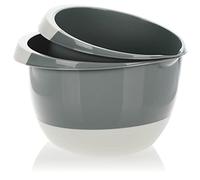 com-four® 2X Mixing Bowls 3.5 and 2 liters with Stop Bottom, Pouring spout and Non-Slip Handle, Baking Bowl Set in Modern Colors [Selection Varies] (3.5+2L - Colored + White)