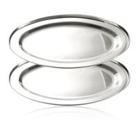 com-four® 2X Oval Stainless Steel Serving Trays 34 x 21.5 cm