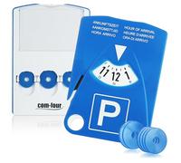com-four® 2x parking disc with parking ticket holder, seat belt cutter and shopping trolley chips - plastic parking meter
