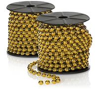 COM-FOUR® 2x pearl garland for the Christmas tree - Christmas tree decoration pearl ribbon - Christmas decoration - wedding decoration - gold-colored 20 m