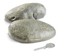 com-four® 2x "Pebblestone" Geocaching Rock with Hidden Compartment | Realistic stone imitation as a key depot for garden, outdoor areas and inconspicuous hiding places