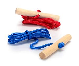 COM-FOUR® 2x premium sledge leash with wooden handle, extra long toboggan accessory, pull rope for sledges, Made in Germany!