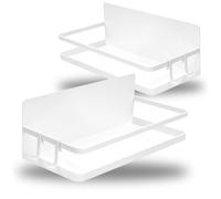 com-four® 2x Refrigerator Magnetic Shelf - Hanging shelf with 2 hooks each - Magnetic kitchen shelf for spices & Co. - Metal organizer, load capacity up to 6 kg