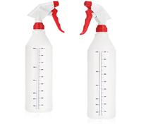 com-four® 2x spray bottle with scale - water pump sprayer with 28/400 thread for household, garden, workshop, car - 900 ml atomizer with adjustable nozzle (White-red)