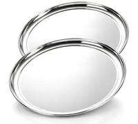COM-FOUR® 2x stainless steel serving tray, round tray for serving