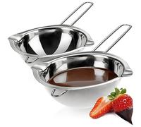 com-four® 2X Water Bath Melting Pot - Melting Bowl with 2 Spouts - Durable Water Bath Melting Bowl - Rustproof Stainless Steel (2 Pieces - 260ml)