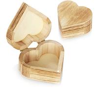 com-four® 2x wooden box in heart shape - wooden box jewelry box - small wooden box with lid - decorative jewelry box - wooden box (2 pieces - heart)
