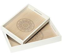 com-four® 2x Wooden serving tray, Vintage serving tray with beautiful