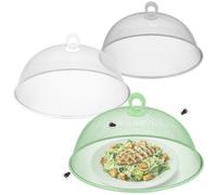com-four® 3 food covers Ø 30 cm, metal mesh covers, colorful food