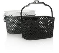 COM-FOUR® 3-Piece Clothes Peg Basket Set - Plastic, White/Gray/Black, Compact Style