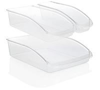 com-four 3-Piece Fridge Organiser Set - Storage Boxes for Fridge and Kitchen Cabinet - Transparent Plastic Rectangular Bins