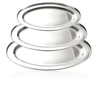 com-four® 3-Piece Tray Set - Oval Tray for Serving and Decorating - Decorative Plate Made of Stainless Steel in 3 Sizes - Serving Bowl (1 time Each 34-40-45 cm)