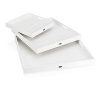 COM-FOUR® 3-piece wooden tray set, vintage decorative boards in 3 sizes
