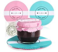 COM-FOUR® 30x Decorative doilies for Preserving Jars - jam doilies with Rubber Bands - Decoration for Preserving Jars - Glass doilies for Decorating jam Jars (30 Pieces - Pink/Turquoise)