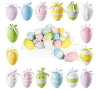COM-FOUR® 36x decorative Easter hangers - plastic Easter eggs to hang up - colorful Easter eggs for the Easter bouquet (36 pieces - 6 colors - mix 3)
