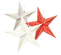 com-four® 3x 3D LED light stars 60 cm, Christmas star with lighting