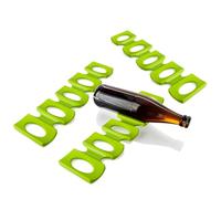 COM-FOUR® 3X Bottle Holder - Foldable Bottle Rack - Stacking aid Refrigerator - Silicone mat (Green)