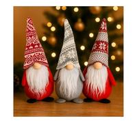 com-four® 3x Christmas Gnome 33 cm - Scandinavian Troll Decoration - Winter Dwarf Figure - Tabletop Ornament - Swedish Elf with Beard & Knitted Hat - Holiday Decor