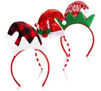 com-four® 3x Christmas headband - headgear & Christmas hat - Christmas elf disguise - headband with pointed cap design - Christmas costume (3 pieces - Headband Christmas)