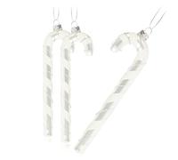 COM-FOUR® 3x Christmas tree pendants candy cane XXL - Christmas tree decorations to hang on - Christmas balls in candy cane shape - 17 cm (silver colored - 4 pieces)