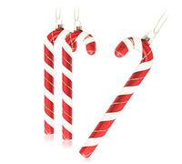 COM-FOUR® 3x Christmas tree pendants candy cane XXL - Christmas tree decorations to hang on - Christmas balls in candy cane shape - 17 cm (silver colored - 4 pieces)