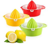 COM-FOUR® 3x citrus press made of plastic, juice press for lemons | hand juicer for the kitchen with removable sieve [color selection varies]
