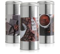 com-four® 3x coffee pod tin - metal tin for coffee pods - decorative tin with lid in a modern vintage design - storage container for coffee, cocoa, tea, cookies (3 pieces - coffee)