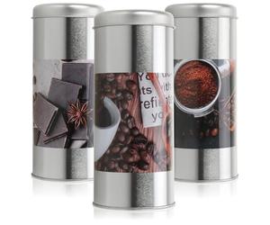 com-four® 3x coffee pod tin - metal tin for coffee pods - decorative tin with lid in a modern vintage design - storage container for coffee, cocoa, tea, cookies (3 pieces - coffee)