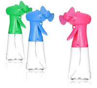 com-four® 3x fan spray bottle, child-friendly spray fan, water sprayer for cooling down in summer, spray mist from mini hand fan [selection varies] (03 pieces)