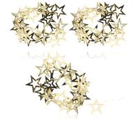 COM-FOUR® 3x Gold-coloured garland with stars - Christmas garland for Christmas tree decorations - Star garland for Advent wreath - 2 m each