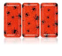 com-four® 3X Halloween Decorative Plates - Decorative Trays with Great Scary Motifs - Bowl for Halloween and Theme Parties as Room Decoration (3 Pieces - Spider)