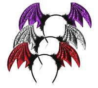 com-four® 3x Halloween tiara for children and adults - headband for carnival and Halloween - disguise [selection varies] (03 pieces - wings)