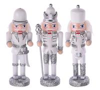 com-four® 3x nutcrackers to hang on - Christmas tree decorations in the form of a traditional nutcracker - Christmas decorations (silver/white)