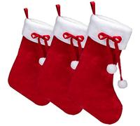 COM-FOUR® 3x premium Christmas stocking XL to fill - Santa's boots to hang up - Christmas decoration with bobble - Santa's stocking
