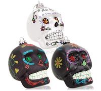 COM-FOUR® 3x premium Christmas tree decorations - skulls as Christmas decorations - morbid pendants - funny Christmas tree decorations (3 pieces - colorful skulls)