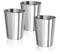 com-four® 3X Stainless Steel Drinking Cups - 304 Stainless Steel Cups - Lightweight Camping Cup 260 ml - Travel Cup Shatter-Proof and BPA-Free