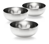 com-four® 3X Stainless Steel Salad Bowls, 24 cm Kitchen Bowls for Mixing, Serving or Decoration, Suitable for Fruit and Snacks