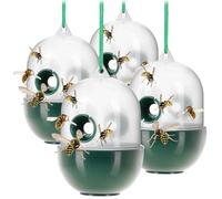 com-four® 4 Live Catch wasp Traps - Natural Outdoor Solution - Keeps Insects Away - for Hanging or Standing - 360° Coverage