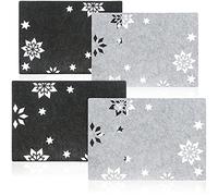 COM-FOUR® 4-piece placemat stars - felt place mats, wipeable for winter and Christmas - modern placemat (Placemat 4 pieces - stars - 2 colors)