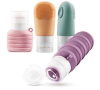 com-four® 4-piece travel bottle set in a polybag, refillable silicone | travel containers for filling - airplane liquids bag for hand luggage - 2x 96ml / 2x 40ml