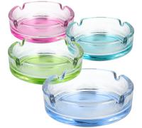 com-four® 4x ashtrays made of colorful glass - ashtrays for household and catering - colored table ashtrays for cigarettes - tobacco collectors 5 mm thick glass (04 pieces - colored base)
