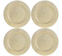 com-four® 4X Charger Plates - Glittering Reusable Monochrome Saucers as Table Decorations - Monochrome Decorative Plates for Weddings, Family Celebrations or Christmas - Ø 33 cm