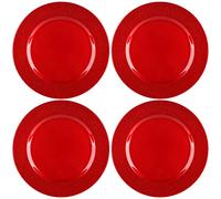 com-four® 4X Charger Plates in Shiny red with Glitter Edge