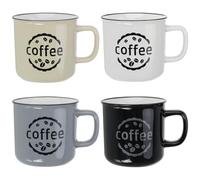 com-four® 4X Coffee Mug, Coffee Mug Made of Ceramic, Handle Mug in Enamel | office - garden - camping [selection varies]