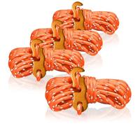 COM-FOUR® 4x guy ropes, each 4m for camping, reflective in orange - tent cord with aluminum buckle - tension cord - camping cord - rope tensioner - tent rope - storm strap