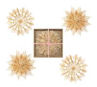 COM-FOUR® 4x large straw star set, XXL window decoration made of straw