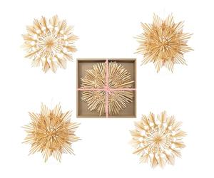 COM-FOUR® 4x Large Straw Star Set - XXL Window Decoration - Straw Stars in Different Designs - 26cm/28cm