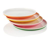 com-four® 4X Plates - Plastic Plates in Bright Colors - Reusable Multifunctional Plates - Unbreakable [Selection Varies] (4 Pieces - Colorful)