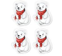 COM-FOUR® 4x polar bear pocket warmers - hand warmers for adults - pocket heating pads with a funny polar bear motif (04 pieces - polar bear white)